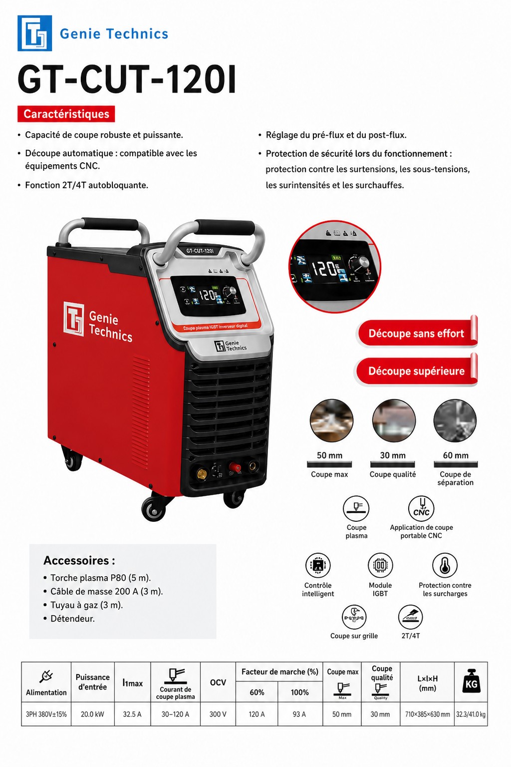 GT-CUT-120I — Industrial 120 A plasma cutter — GT-CUT-120I