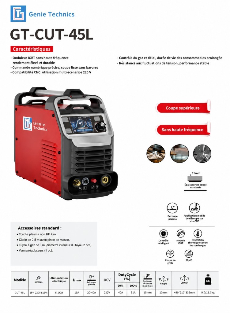 GT-CUT-45L — Non-HF 45 A plasma cutter — GT-CUT-45L