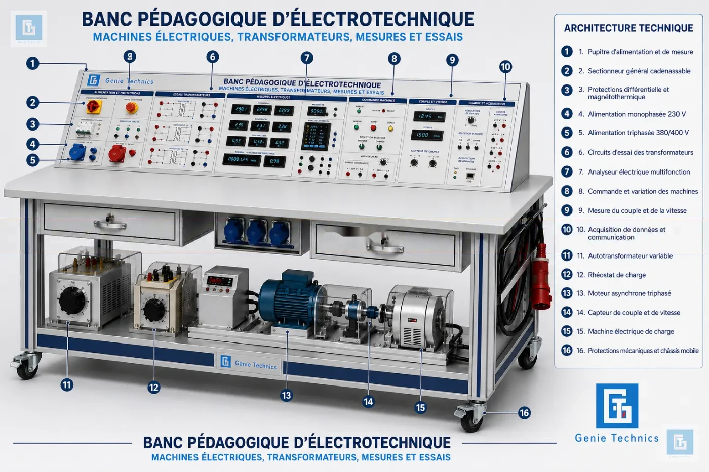 GT-ELE-005 — Motor and transformer testing training bench