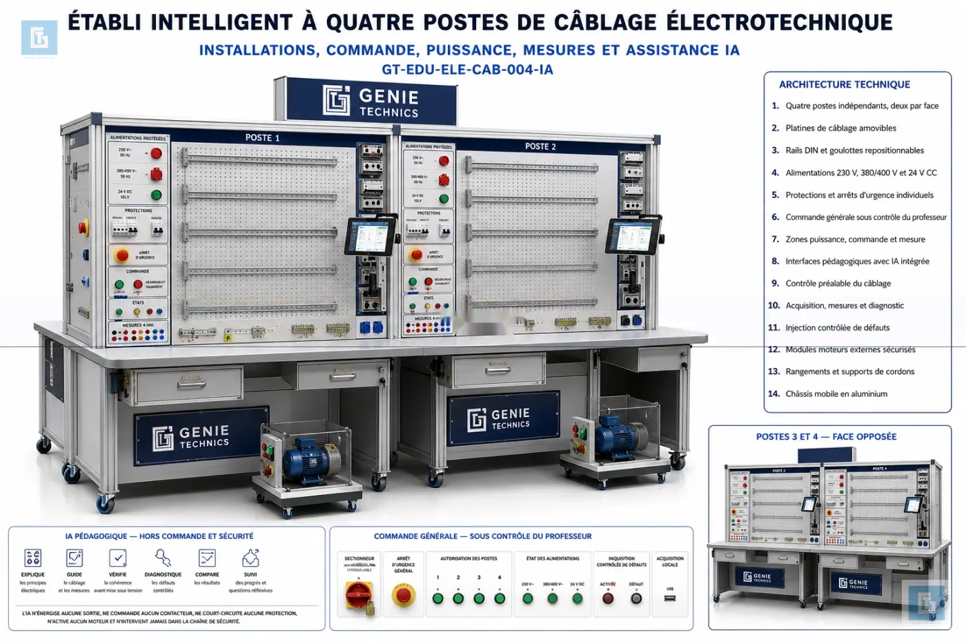 GT-ELE-007 — Smart four-station electrotechnical wiring bench