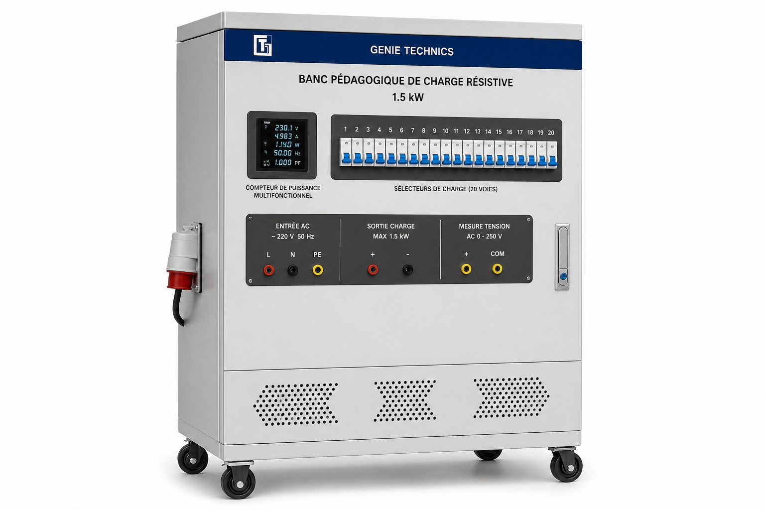 GT-ELE-008 — 1.5 kW resistive-load training bench — GT-ELE-008