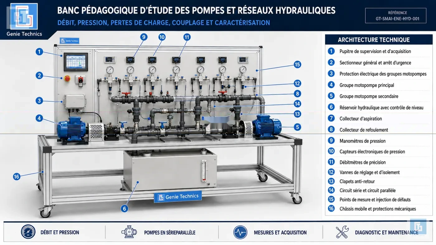 GT-MEC-006 — Banc pédagogique d’étude des pompes et réseaux