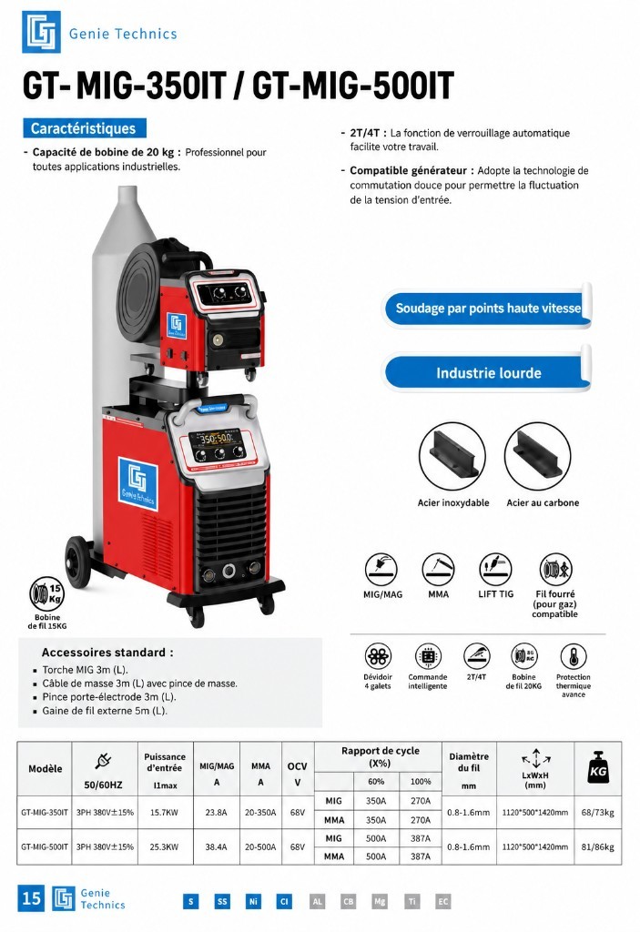 GT-MIG-500IT — Poste à souder MIG/MAG 500 A industrie lourde — GT-MIG-500IT