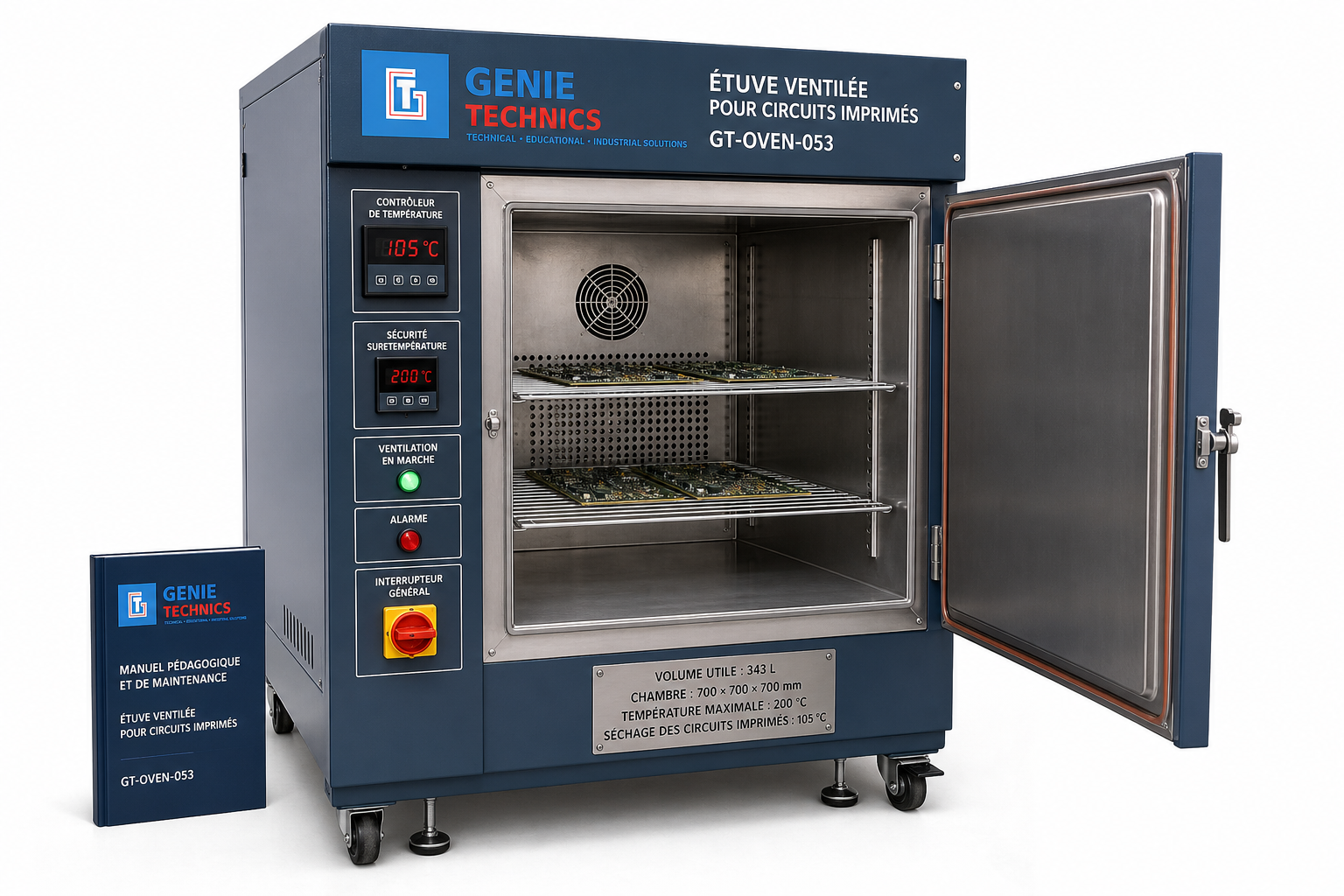 GT-OVEN-053 — 343 L forced-air PCB drying oven
