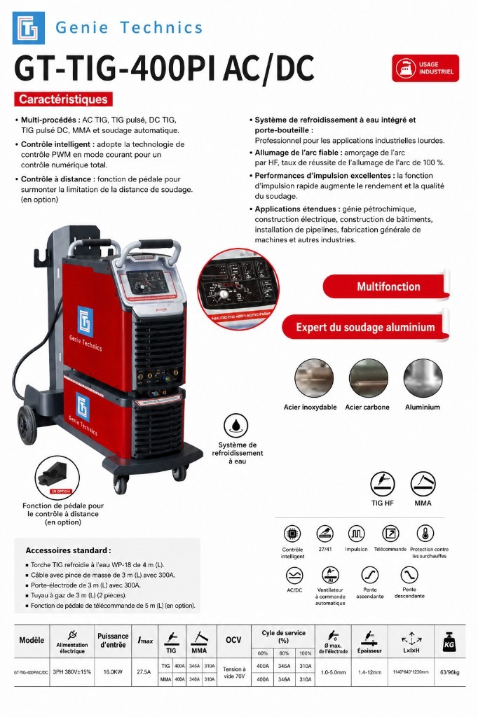 GT-TIG-400PI — Industrial AC/DC TIG welder 400 A — GT-TIG-400PI